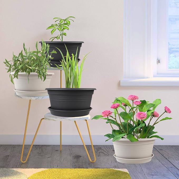 6 Pack 10 inch Plant Pot, Round Plastic Plant Pots - Image 4