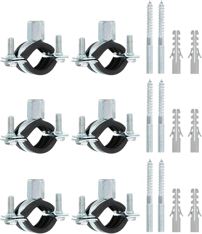 uxcell 10 Pcs Adjustable Pipe Bracket Clamp, 3/4" Wall Mount Galvanized Iron by uxcell