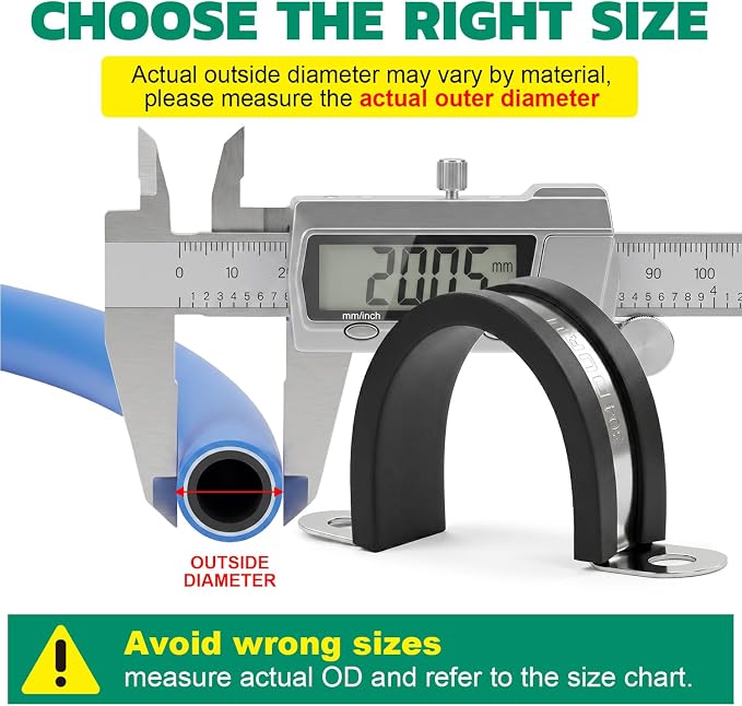 OURU 2.5 Inch Pipe Strap Fits 2.52"/63.9-64mm OD, Rubber U Bracket, - Image 2