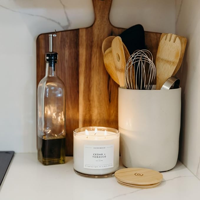 Cedar & Tobacco 3 Wick Scented Candle - Image 6