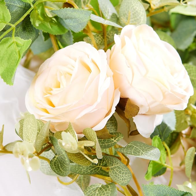 Artificial Flower Garland 2pcs 5.4ft Peony Vine Decor, Champagne Flower | - Image 7