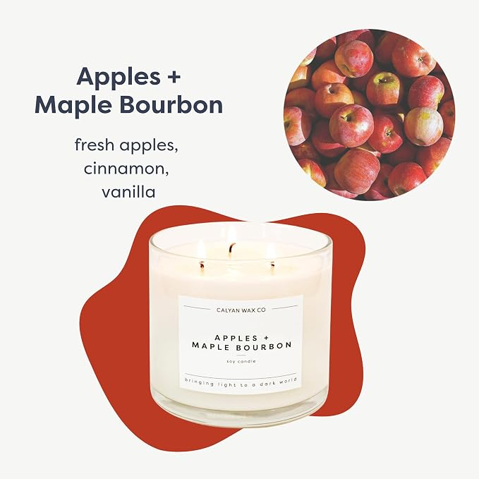 Apples & Maple Bourbon 3 Wick Scented Candle - Image 2