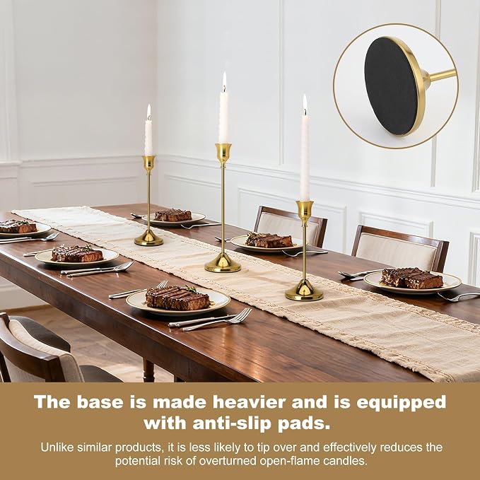 Candlestick Holders, Brass Gold Candle Holders - Image 4