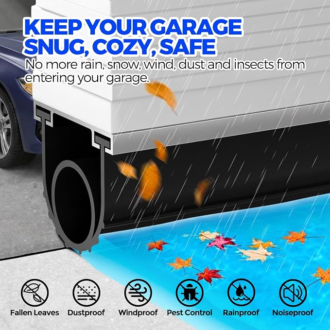 Holikme Garage Door Bottom Seal, EPDM Rubber Weather Stripping 17Ft Black | - Image 3