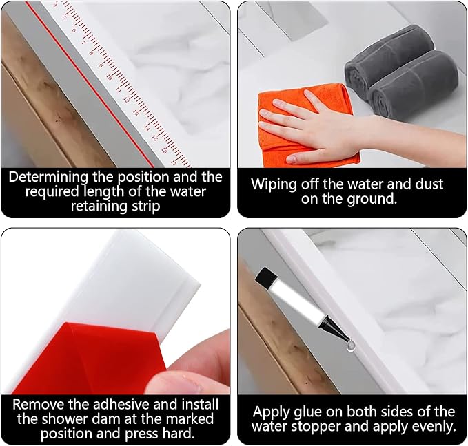 New Collapsible Shower Threshold Water Dam, Self Adhesive Silicone Waterproof - Image 6