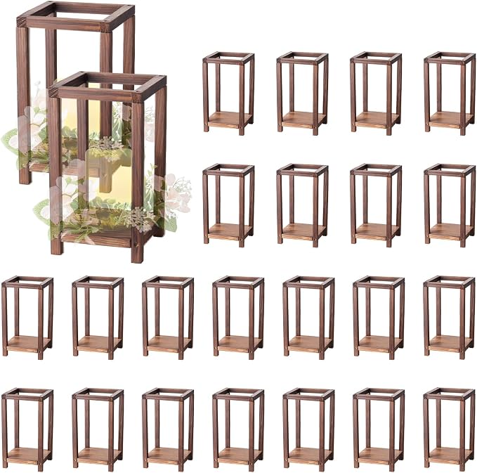 VEVOR 24 Pcs Wooden Wedding Lantern, Cedar Wood and Plastic Wooden Lantern by VEVOR
