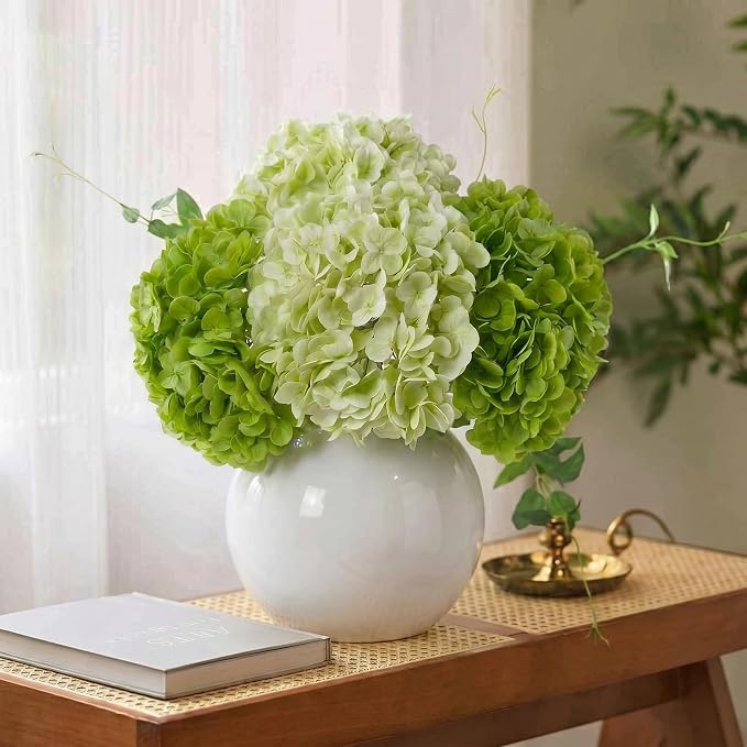 4Pcs Real Touch Green Hydrangea Artificial Flowers, Fake Hydrangea Flowers - Image 3