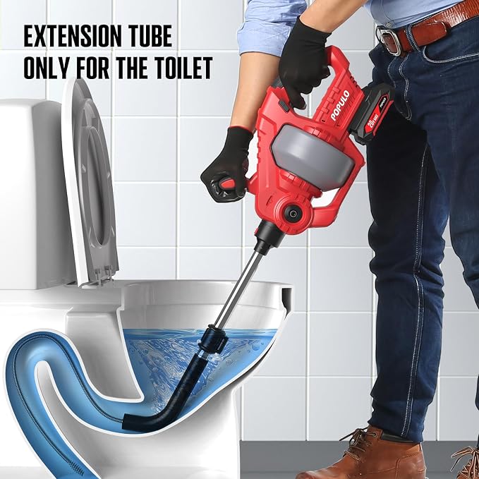 POPULO 20V Cordless Electric Drain Snake, 25Ft Replaceable Cable - Image 4