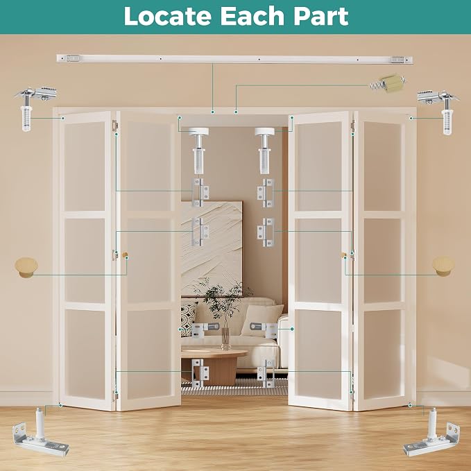 Closet Bifold Door Hardware & 2 x 30 Track Kit, Combine - Image 4