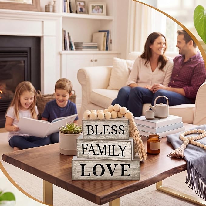 Conelist 4 Pcs Farmhouse Table Decoration Home Sweet Decor, Bless | This is Us - Image 4