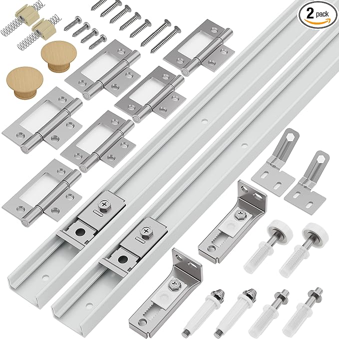 Closet Bifold Door Hardware & 2 x 48 Inch Track, 4 ft Bi Folding Puerta Kit | by OcyfymHome