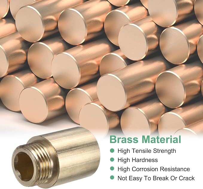 M METERXITY Shower Head Extension Arm, Brass G1/2 Male to Female Extension Pipe - Image 2