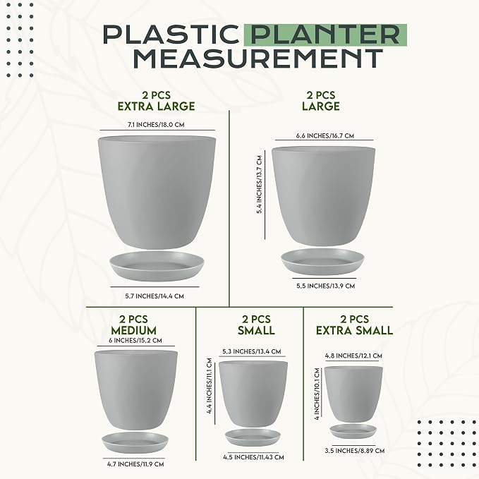 Plant Pots Indoor with Drainage, 10 Pack Multi-Size Planters Set - Image 3