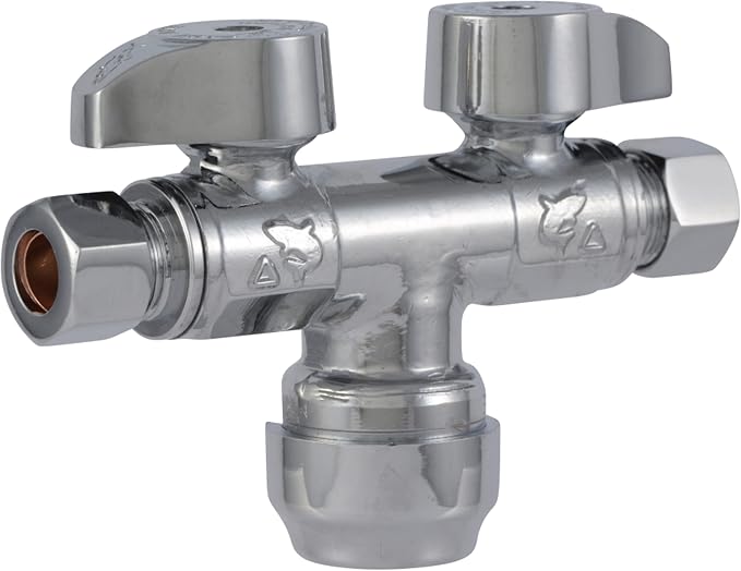 SharkBite Dual Shut Off Quarter-Turn Brass Ball Valve, 1/2 Inch Push to Connect by SharkBite
