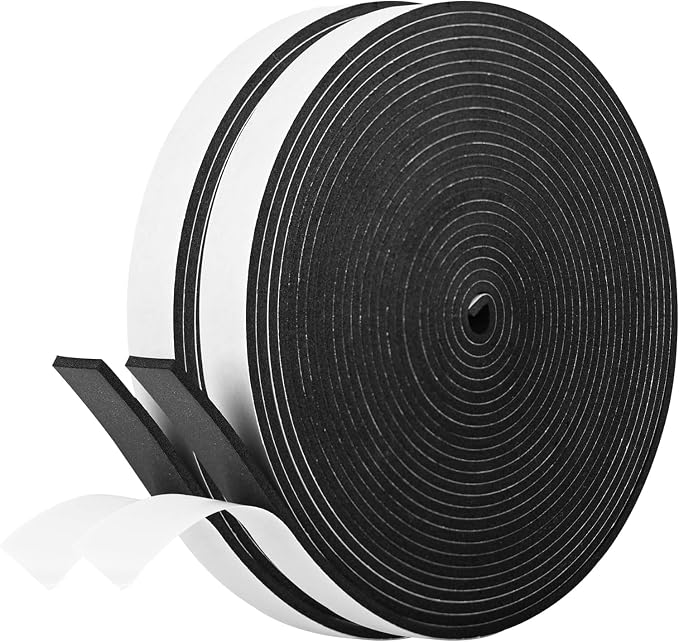 Kikerike Self Adhesive Foam Tape Weatherstrip 3/4In x 1/8In x 50Ft High Density by Kikerike