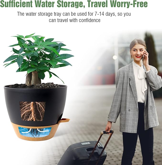 UOUZ 12 inch Large Self Watering Pots, Plastic Planters - Image 5