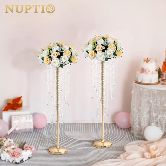 NUPTIO Tall Gold Centerpiece for Table, for Flowers Arrangement, Anniversary - Image 7
