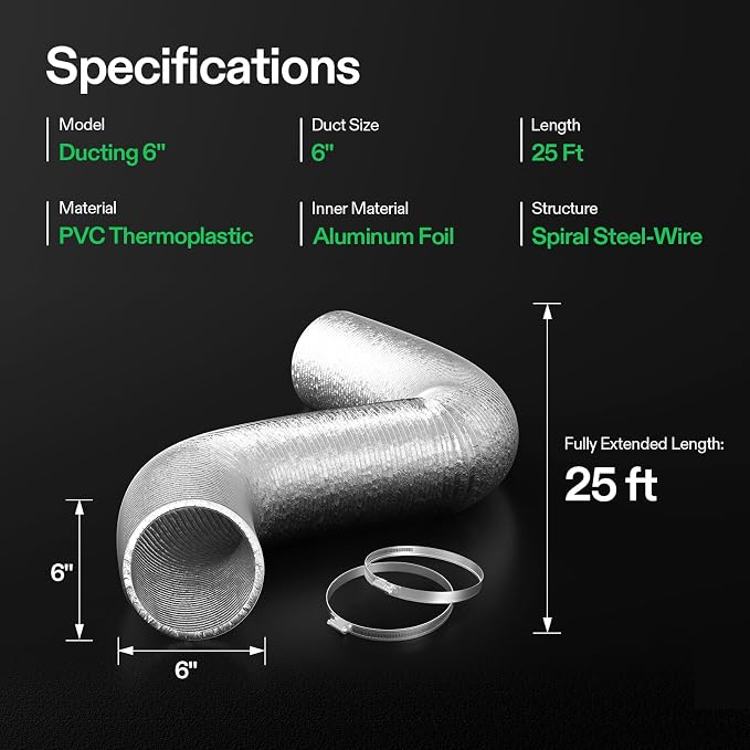 VIVOSUN 6 Inch Flex Aluminum Ducting, 25 Ft Air Duct - Image 7