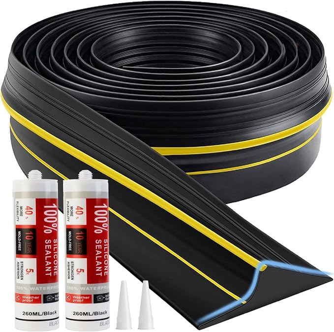 Jin&Bao Universal Garage Door Threshold Seal 20FT Rubber Strip & 2 Adhesive | by Jin%26Bao