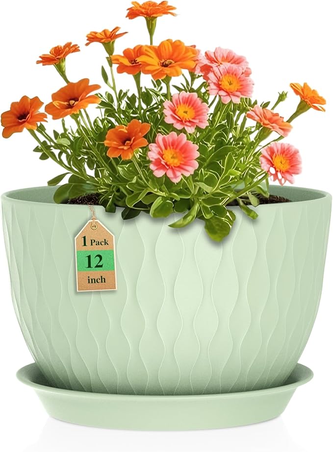 WSMKSZ 12 Inch Large Plant Pots by WSMKSZ