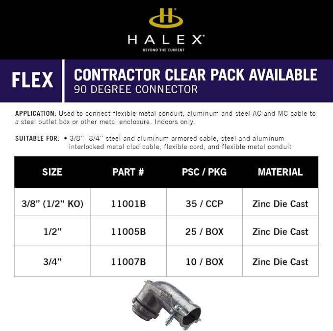 Halex - 3/8" Flex 90DEG Connector - 35/CCP - Image 4