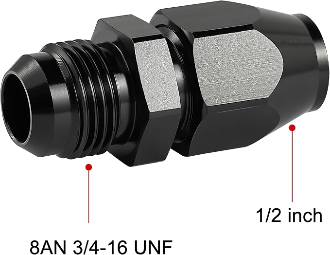 EVIL ENERGY 8AN Male to 1/2" Hardline Compression Fitting Adapter Aluminum Black - Image 2