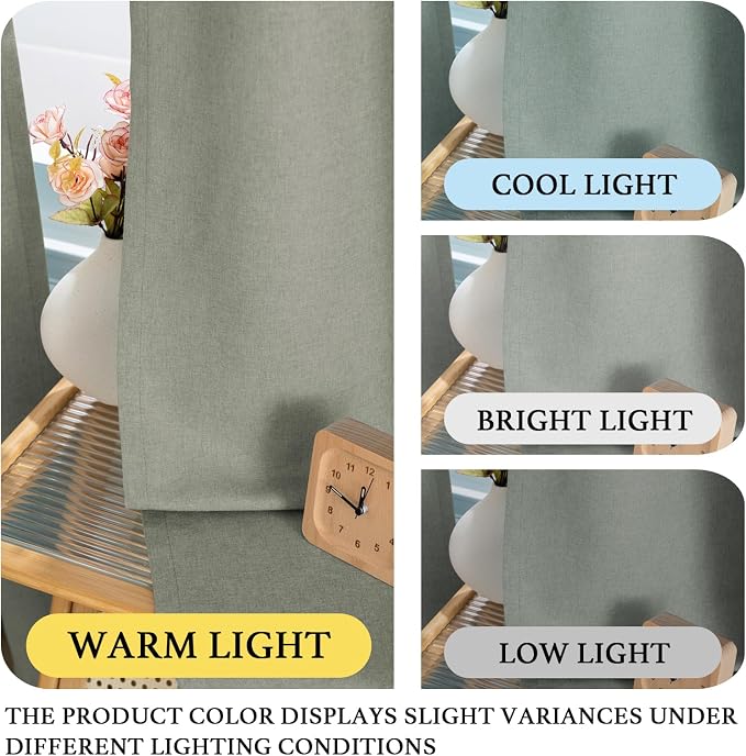 H.VERSAILTEX Grommet Natural Linen Textured Kitchen Curtains 45 inch Length - Image 3