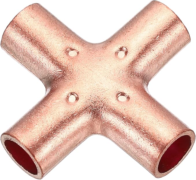 PATIKIL 1/4 Inch ID Copper Union Cross Pipe Fitting, 4 Way Welding Copper End by PATIKIL