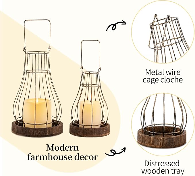Romadedi Lantern Rustic Farmhouse Decor, fit Living Room Kitchen Dining Coffee - Image 4