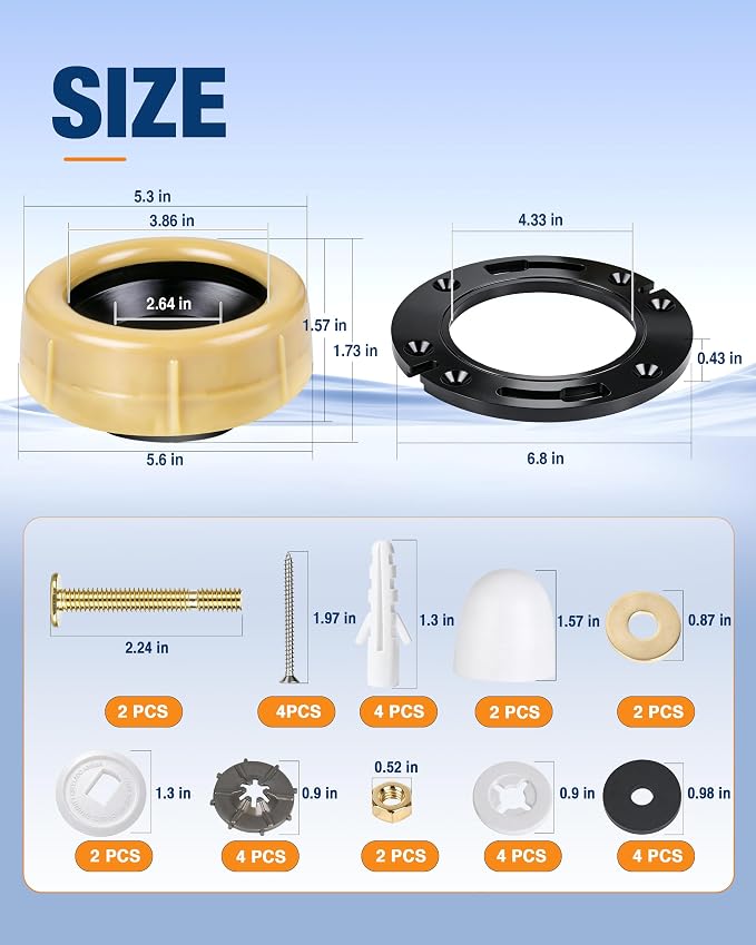 Jamini Toilet Flange Kit with 1.57in Wax Ring – Fix Leaks and Provide Strong - Image 7