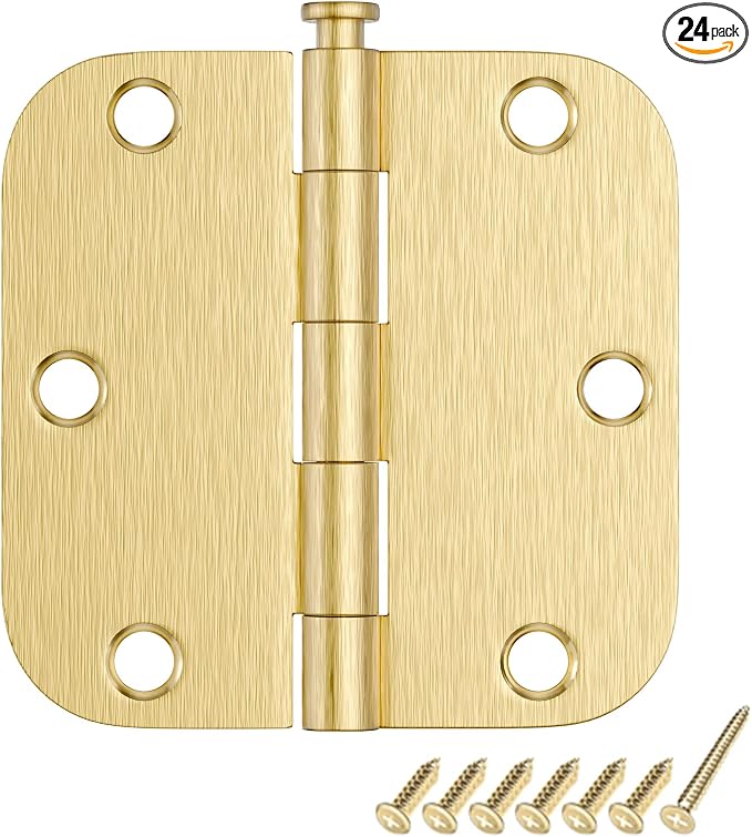 HOSOM 24 Pack Brushed Brass Door Hinges 3.5 Inch by HOSOM