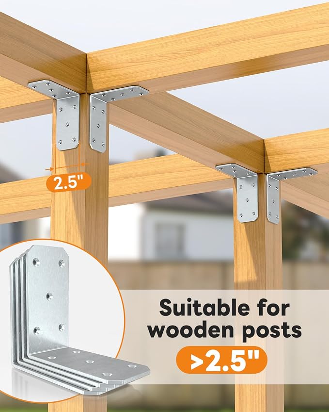 Heavy Duty 90 Degree L Brackets, Fences & Pergolas, Pre-Drilled Countersunk - Image 6