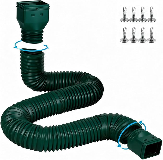 plusgutter 16.5ft Long Gutter Downspout Extensions Flexible, Down Spout Drain by plusgutter