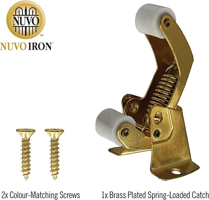 Nuvo Iron Brass Plated Screen Door Spring Loaded Catch - Image 3