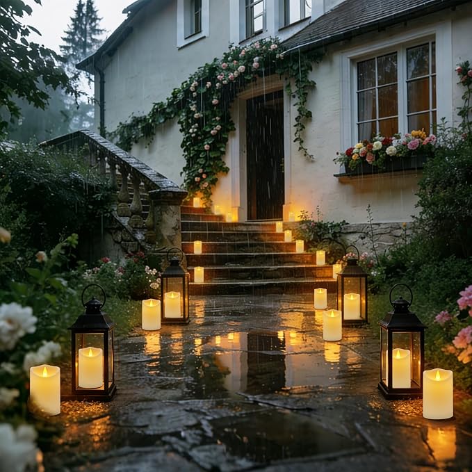 Flameless Candles 4" 5" 6" Outdoor Indoor Pillars Battery Operated Flickering - Image 2