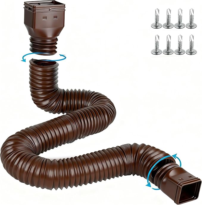 plusgutter 16.5ft Long Gutter Downspout Extensions Flexible, Down Spout Drain by plusgutter