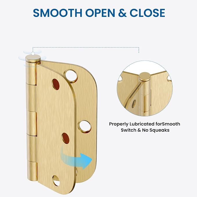 HOSOM 36 Pack Brushed Brass Door Hinges 3.5 Inch - Image 7