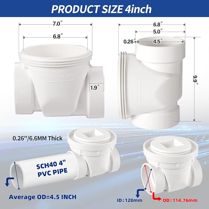 4 Inch PVC Backflow Preventer | Automatic Backwater Valve - Image 2