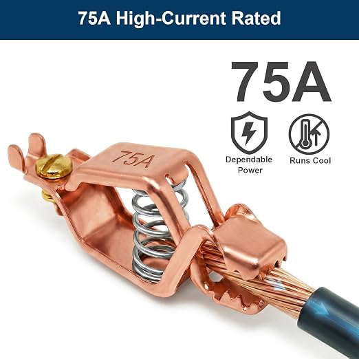 75A Heavy Duty Solid Copper Alligator Clips 5 Pack | BU-25C Clamps, Stainless - Image 3