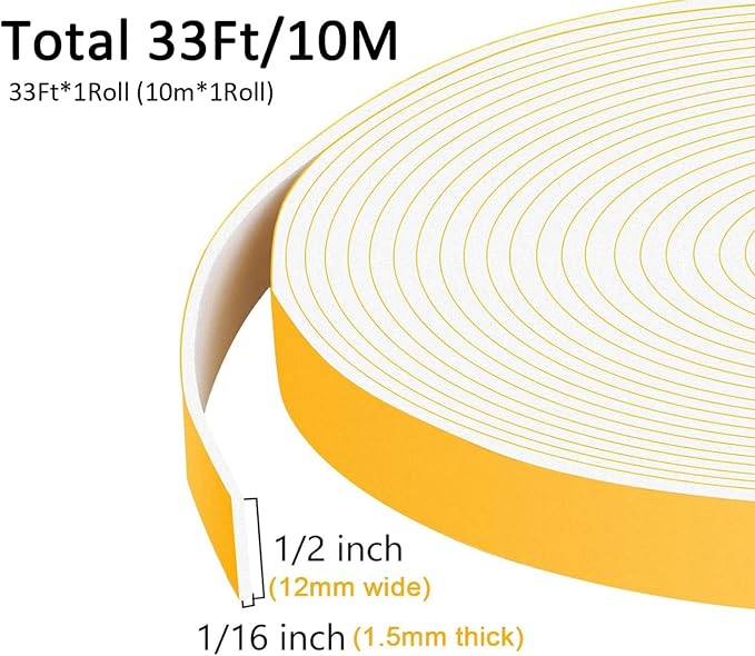 Thin Weather Stripping, 1/2x1/16in, Strong Adhesive, Doors & Windows | Reduces - Image 5