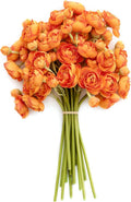 Ling's moment Fake Flowers Artificial Flower Faux Silk Ranunculus Orange | Silk by LingsMoment