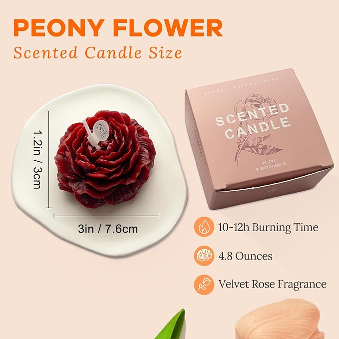 Burgundy Peony Flower Shape Scented Candles - Image 6