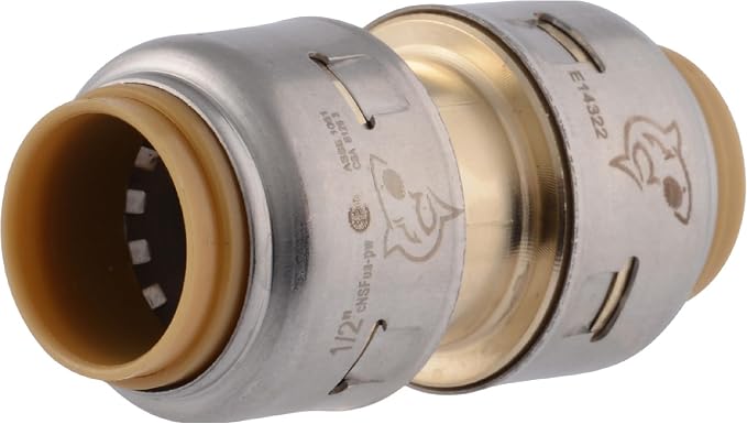 SharkBite Max 1/2 Inch Coupling, Push to Connect Brass Plumbing Fitting by SharkBite
