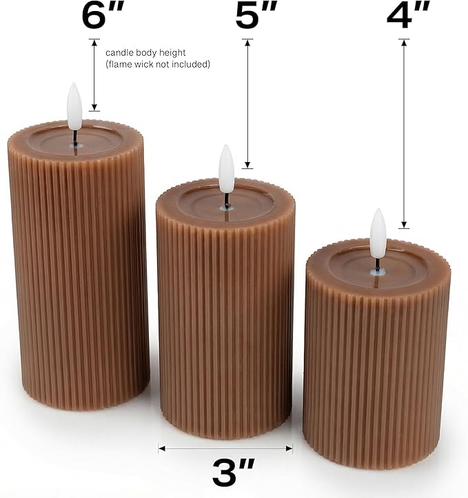 Fluted Ribbed LED Pillar Candles, - Image 4