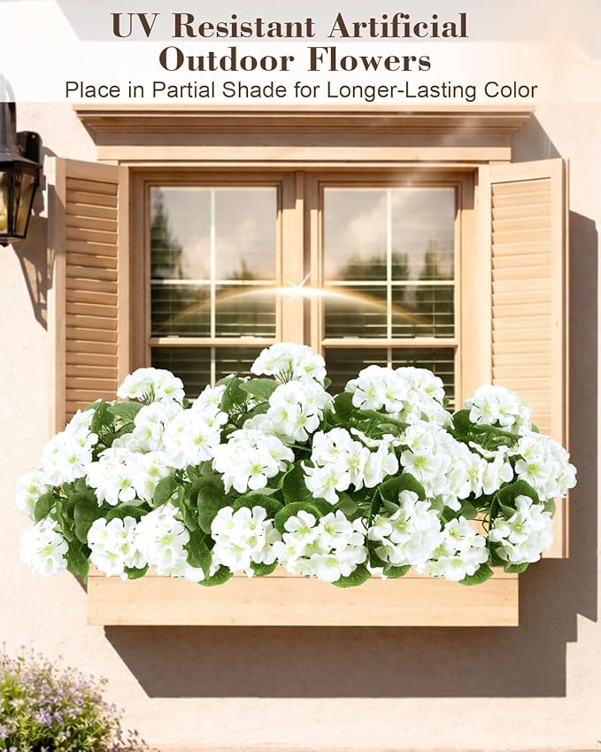 Artificial Flowers for Outdoors – 12 Bundles of UV-Resistant Artificial - Image 3