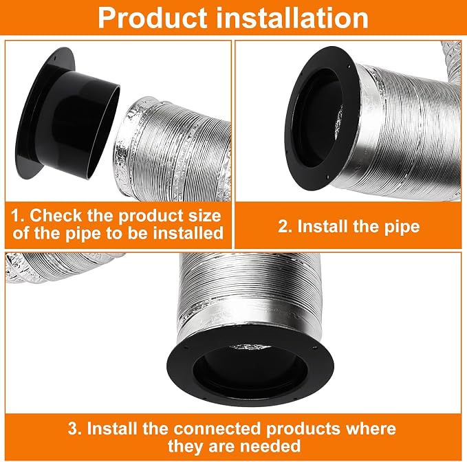 2pcs Duct Connector Flange, Plastic Duct Dust Fittings Dryer Vent Connector - Image 4