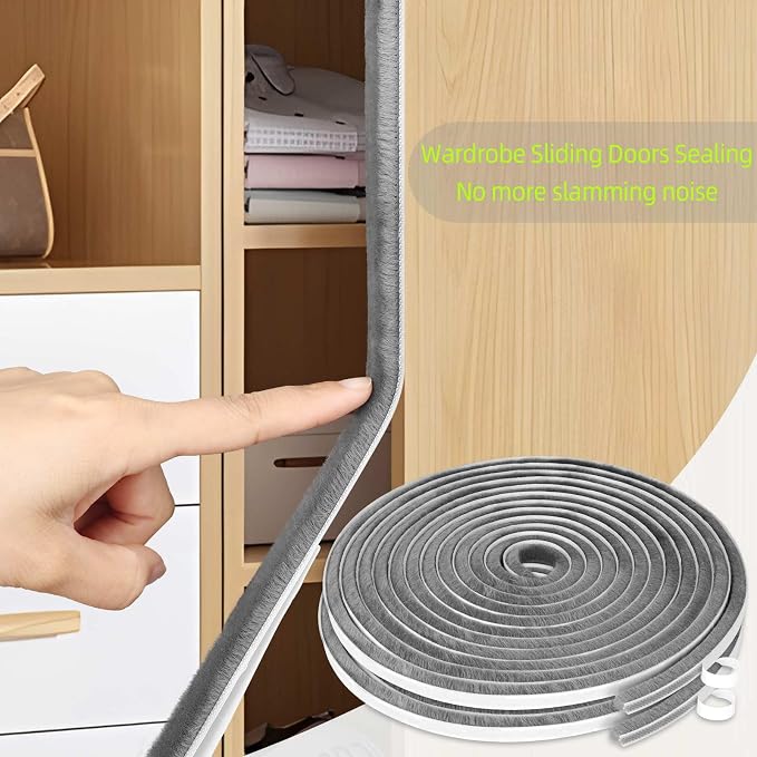 Felt Pile Weather Stripping for Doors, Self Adhesive Draft Blocker, Dust - Image 7