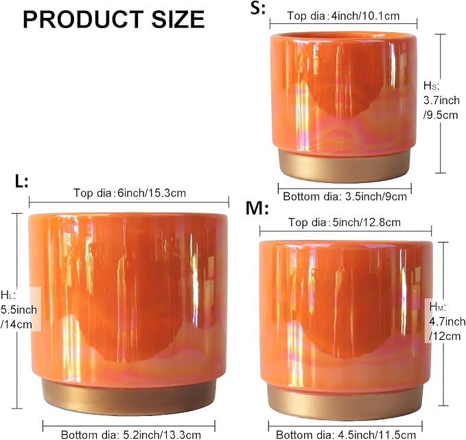 Gepege Ceramic Plant Pots for Indoor Plants, Planters - Image 2