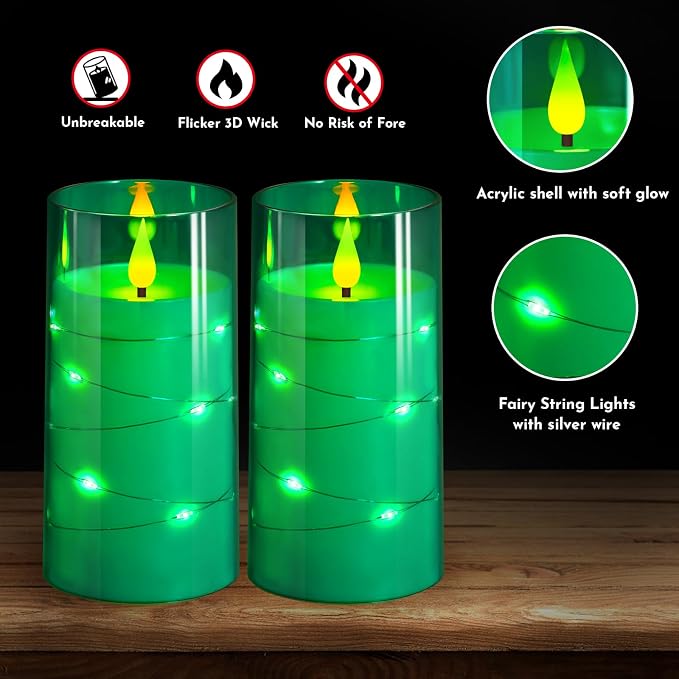 NURADA Flickering Flameless Candles: Built-in Star String Acrylic Battery LED - Image 2