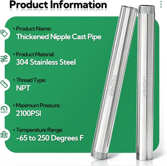 1pcs Thickened Nipple Cast Pipe 1" MNPT x 1" FNPT - Image 3